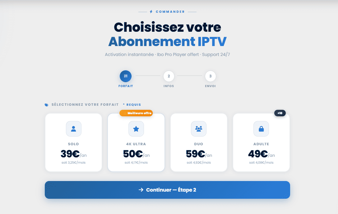 Étape 1 choix du pack