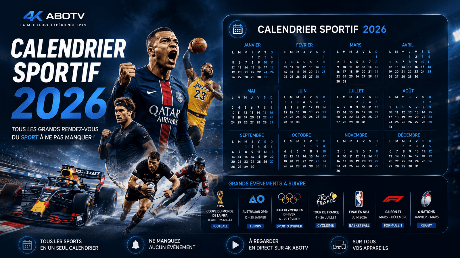 Calendrier sportif 2026, toutes les dates à ne pas manquer