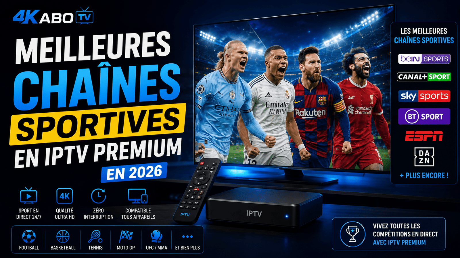 Meilleures chaînes sportives en IPTV Premium en 2026